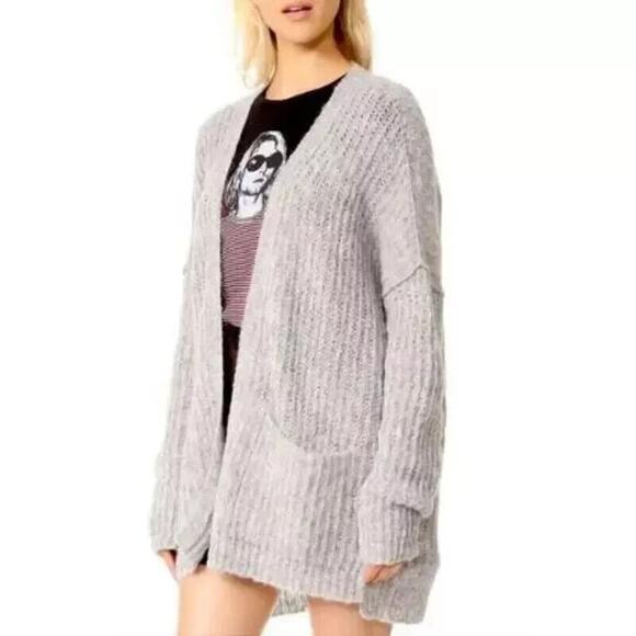 Free People Small Gray Women's Weekend Get Away Cardigan Alpaca Blend Boho Prepp - Picture 1 of 12